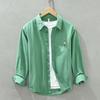 1378 Camisa Casual de Manga Larga de Color Sólido Estilo Japonés Versátil Artística Bordado de Oso Chaqueta de Manga Larga Venta al por Mayor