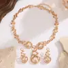 Set de Collar y Pendientes de Lentejuelas Rojas de Lujo Ligero Europeo y Americano para Mujer, Cadena de Clavícula Exagerada de Moda, Joyería para Fiesta y Novia, Dos Piezas