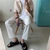 Calças Brancas Drapadas Seda de Gelo Calças de Perna Larga Masculinas Verão Finas Chiques Estilo Hong Kong High Street Ins Tendência