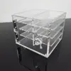 Caixa Organizadora Transparente de Acrílico com 4 Camadas e Divisórias para Cílios Postiços com Porta, Caixa de Armazenamento à Prova de Poeira para Extensão de Cílios Atacado