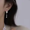 Pendientes de Plata Pura S999 Estilo Nuevo para Mujer, Pendientes de Borla de Flor con Sentido de Diseño Elegante, Ganchos de Pendientes de Lirio del Valle, Pendientes Sencillos
