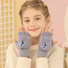 Guantes de Celebridad de Internet Transfronterizos, Guantes de Invierno de Felpa de Medio Dedo con Cubierta Plegable Calientes sin Dedos de Piel Sintética de Visón Tejidos para Estudiantes y Niños