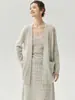 Conjunto de dos piezas suave y relajado~75% cachemira + 25% seda de morera, cárdigan de punto + camisola de encaje para mujer, abrigo y suéter
