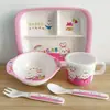 Set de vajilla infantil de fibra de bambú Shanshui Yao: Plato Dividido, Tazón para Comida de Bebé, Vaso de Agua para Niños, Tenedor y Cuchara, Juego Anticaídas