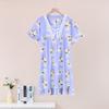 Pijamas para mujer, novedad de verano 2024, camisón de encaje de manga corta, largo medio, estilo coreano con dibujos animados, ropa informal para el hogar.