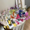 Flores artificiales para bodas: Orquídea Cattleya de 5 flores, decoración floral para salón de banquetes de bodas, flores artificiales para escena de restaurante