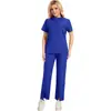 Traje de quirófano de manga corta con múltiples bolsillos, conjunto de dos piezas con cremallera para salón de belleza y uniforme de enfermera para mujer, ropa de trabajo para lavado de manos de doctor.
