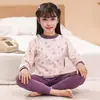 Conjunto de ropa interior térmica de otoño para niños, pijama de algodón puro para niños, conjunto de ropa interior cálida para niñas, suéter de algodón como capa base para niños pequeños y bebés