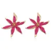 Pendientes de Metal con Borde de Colores Estilo Resort Transfronterizos, Pendientes Estilo Europeo y Americano, Tachuelas de Flor de Rafia Hechas a Mano