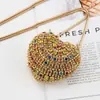Bolso de Lipstick de Lentejuelas de Lujo Ligero de Moda, Corazón Versátil, Accesorio de Ropa, Cadena Cruzada, Mini Bolso para Auriculares para Mujer