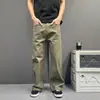 Pantalones Cargo Casuales Rectos de Ajuste Limpio Estilo Retro Americano Unisex Marca de Moda Buena Caída de Tela de Alta Gama Sencillos Versátiles