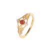 Anel de Prata 925 Yinnan com Ágata Vermelha, Diamante Colorido Completo, Damasco Pálido, Design Simples Original, Comércio Exterior Sudeste Asiático