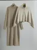 Conjunto de Vestido para Mujer de Comercio Exterior Nuevo Otoño 2026: Capa Tejida Elegante Vestido Largo de Moda Conjunto de Dos Piezas