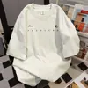Camiseta Trendy de Design de Marca Estilo Americano com Estampa de Letras de Manga Curta para Mulheres, Versátil e Resistente, Caimento Solto Casual para o Dia a Dia