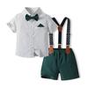 Ropa para Niños de Exportación 2025 Verano Nuevo Camisas de Manga Corta para Niños de Puntos Europeas y Americanas Pantalones Cortos con Tirantes de Moda Trajes para Niños Niños