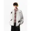 Sudadera con Capucha Bordada de Cachorro Estilo Retro Americano Chaqueta de Béisbol Cardigan Holgado Versátil Casual Ropa de Abrigo para Pareja Chic