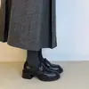 Mocasines de Piel Suave para Mujer Primavera/Otoño 2026 Tacón Grueso Zapatos de Una Sola Pieza Estilo Británico Suela Gruesa Slip-ons Uniforme JK Zapatos Pequeños de Piel
