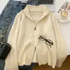 Suéter Cárdigan de Punto de Cuello Alto con Doble Cremallera para Mujer, Nuevo Estilo Dopamina Otoño e Invierno 2026, Adecuado para Figuras Pequeñas