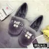Sapatos de Pelo de Coelho para Mulheres, Sapatos Gorro para Mulheres, Roupa Externa de Outono e Inverno, Novos Sapatos Baixos 2025, Solas Baixas, Forrados com Lã, Tamanho Grande, Estilo Quente de Celebridade da Internet