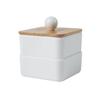 Caja de almacenamiento simple de escritorio a prueba de polvo estilo japonés para hisopos de algodón, caja pequeña para artículos diversos, caja para anillos para el cabello, caja para algodón cosmético, caja de almacenamiento para palillos de dientes