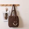 Bolso de Hombro Casual Tejido de Algodón con Sonrisa Estilo Nuevo Estilo Fresco Portátil para Viajes Diarios Bolso Tejido de Paja Bolso de Playa para Vacaciones en la Costa
