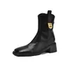 Elegantes Botas Delgadas de Punta Cuadrada, Botas Tipo Calceta Corta, Nuevas Botas de Caballero, Botas de Tacón Medio Grueso 32-43Deseo Botas de Exportación