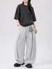 Pantalones Casuales Desestructurados de Estilo Americano con Cordón Unisex Sueltos Versátiles Pantalones Deportivos de Chándal Grises con Estampado de Letras Largos