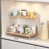 Estante de acrílico para tazas, estante de doble capa de lujo ligero para escritorio para vasos de agua y tazas de té, portavasos para aparador