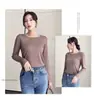 Camisa Base Redonda Modal 2026 Feminina Outono Manga Longa Moda Respirável Versátil Slim-Fit Top Camisa Base Interna