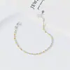 Nalan Pulseira de Prata Esterlina S925 Simples Francesa Exquisita com Contas Douradas Esculpidas Temperamento Elegante Discreto Uso Diário S8899