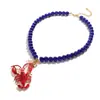 Collar exagerado de moda europea y americana con colgante de gota de agua, langosta y cangrejo, estilo creativo de vacaciones en la playa, joyería retro personalizada para mujer