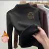 Estudiantes de secundaria de terciopelo con cuello semi-alto, forro polar, engrosado, prenda interior de terciopelo cálida de una sola pieza, top interior para mujer de otoño e invierno