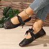 Sapatilhas de Renda com Laço Cruzado Europeias e Americanas para Mulheres, Sapatos Respiráveis de Malha com Solado Macio, Sapatos Casuais de Moda