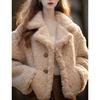 Elegante Casaco Macio de Lã de Cordeiro Estilo Francês para Mulheres, Novo Modelo Inverno 2026, High-End e Super Estiloso, Jaqueta de Algodão Espessa