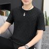Verano 2025 Nueva Camiseta de Manga Corta Juvenil a Cuadros de Alta Gama Seda de Hielo para Hombre Lujo Accesible Elegante Camiseta de Media Manga Top