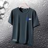 Camiseta de manga corta de seda helada de marca de moda de verano 2025 para hombre, camiseta de media manga con cuello redondo, ropa holgada para hombre.