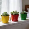 Macetas de Lata Coloridas Transfronterizas, Plantas Verdes, Cubos Pequeños de Flores Suculentas, Cubos de Almacenamiento de Escritorio, Cubos Pequeños de Hierro Metálico de Color Caramelo Sin Perforaciones