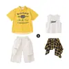 Ropa de Moda Street Dance Ropa de Hip-Hop para Actuación Infantil Traje de Hiphop Infantil Ropa de Actuación Street Dance Genial para Niños y Niñas Verano