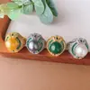 Anillo de Joyería con Perla y Montura de Cobre, Chapado en Oro, Calcedonia Verde Imitación Natural, Perla Blanca Australiana, Estilo de Corte, Diseño Vintage de Alta Gama para Mujer