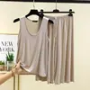 Pijama de Modal Grande con Cuello en U Verano Holgado Chaleco Shorts Ropa para Aire Acondicionado Casual Talla Grande Sin Mangas Ropa para Casa