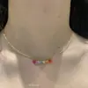 Collar Gargantilla de Corazón de Colores para Mujer, Estilo Dulce y Fresco, Cadena de Clavícula de Lujo con un Toque de Alta Gama, Moderno