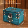 Caja de almacenamiento de madera vintage con remaches desgastados y cerradura, joyero de gran capacidad, caja del tesoro decorativa de escritorio, caja de almacenamiento