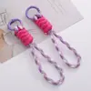 Chaveiro com Padrão de Liga de Poliéster Espesso e Nós, Argola de Chaveiro, Pingente de Chaveiro DIY Feito à Mão, Acessórios de Joalheria