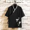 Blusas Bordadas de Algodón y Lino para Hombre Primavera 2026 Estilo Chino Abotonadas de Algodón y Lino Talla Grande Manga Corta de Hombre Talla Grande Holgadas de Algodón y Lino
