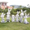 Enfeites de Coelho de Desenho Animado Esculturas para Paisagismo de Jardim Externo Decorações para Jardim de Vila Pátio Creche