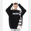 Marca Tendência Retro Americana Tricôs com Design Desfiado para Homens e Mulheres no Outono e Inverno High Street Soltos Casuais Versáteis Tricôs de Casal
