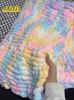 Manta de línea de bolas tejida a mano hecha a mano diy casera tejida color arcoíris paquete de material manta de edredón regalo producto terminado