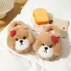 Novas pantufas infantis de algodão para outono e inverno, novo design de cachorro de desenho animado para meninas, pantufas quentes de pelúcia para casa, pai-filho, transfronteiriço