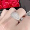 Calemei Anillo de Arco Circular de Diamantes Completos Más Vendido Anillo de Estrella Aliento de Bebé de Lujo Anillo de Compromiso de Circonio de Diamantes Completos con Forma de Concha