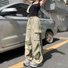 Jardineira de cordão feminino verão novo ins design high street garota quente cintura alta emagrecimento perna larga casual calça comprida